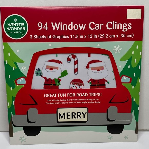 Winter Wonder Lane Christmas Window Car Clings 94 Count Santa Games Peel & Stick - Picture 1 of 6